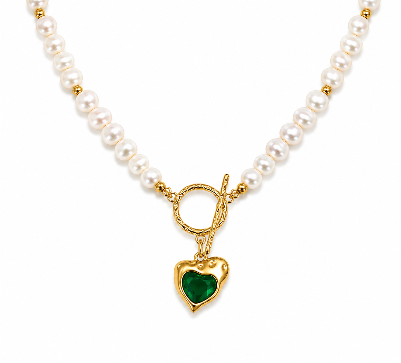 Green Heart Pearl Necklace