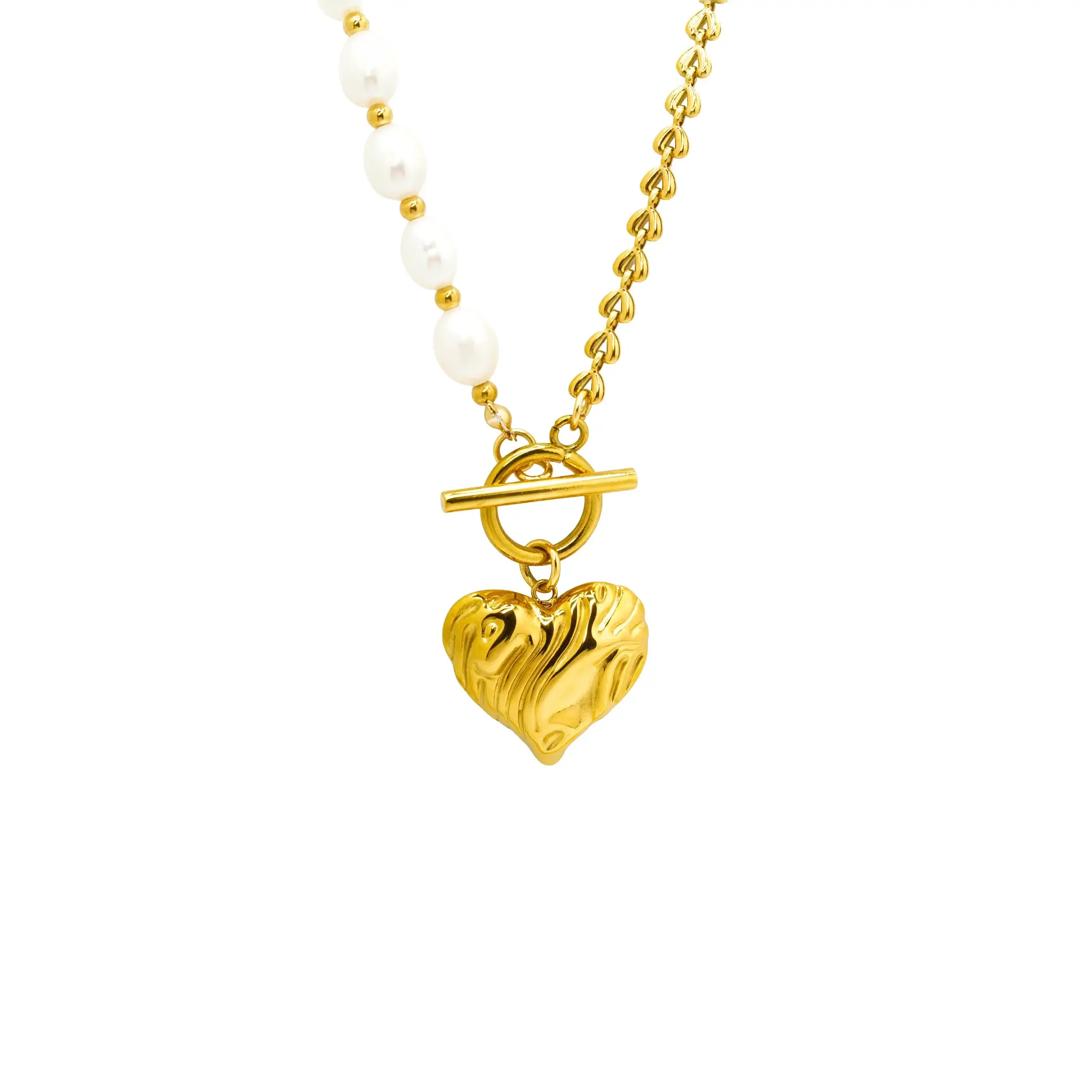 Gold Heart Perl Necklace