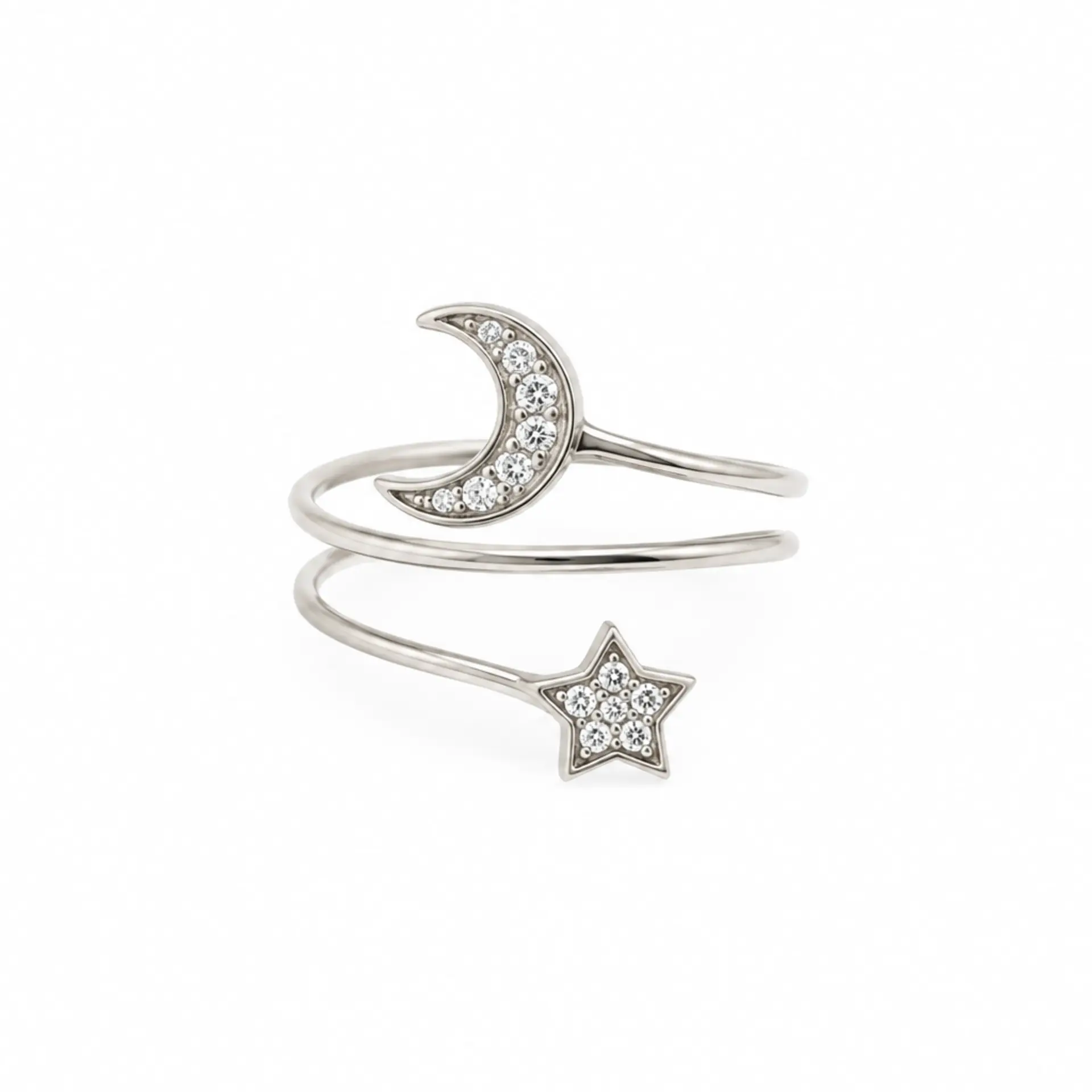 A52 (B) Star Moon Silver Ring